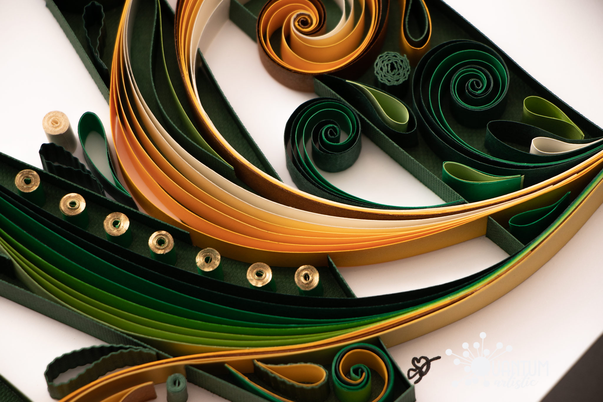 Elegant Letters: Crafting a Green and Gold Quilled Monogram