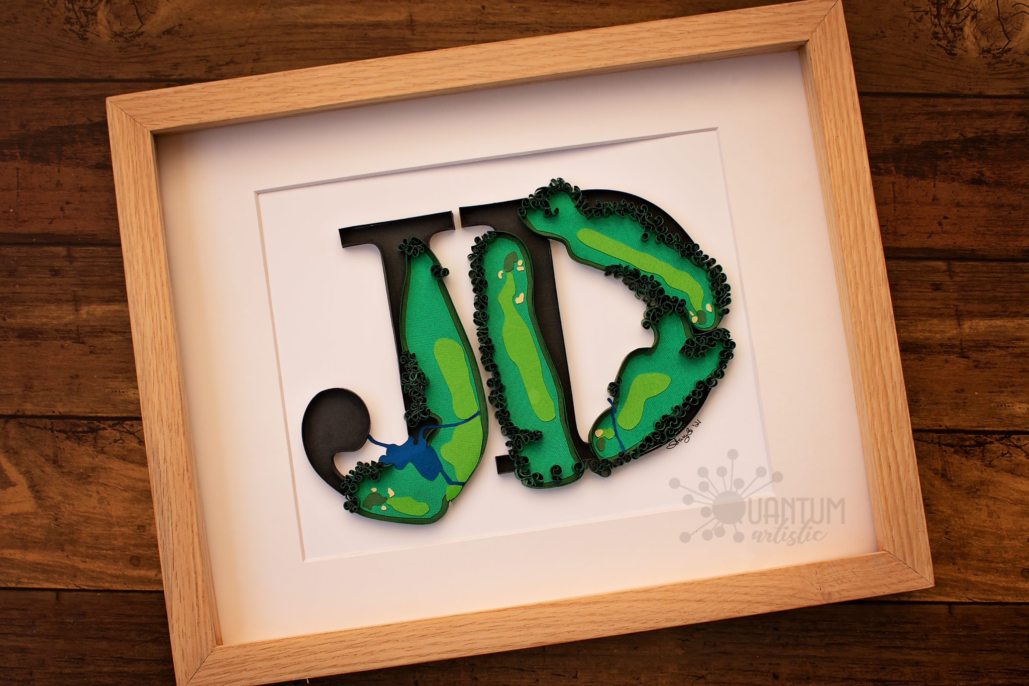 Golf-Themed Quilled Monogram