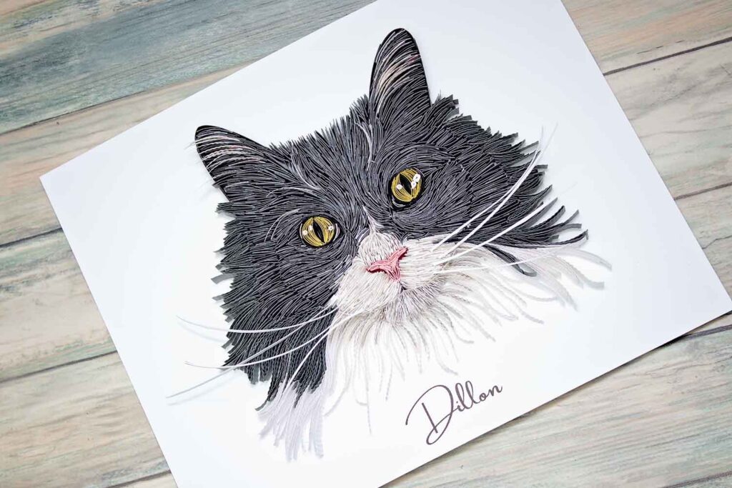 A Quilled Portrait of Dillon the Cat