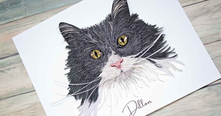 A Quilled Portrait of Dillon the Cat