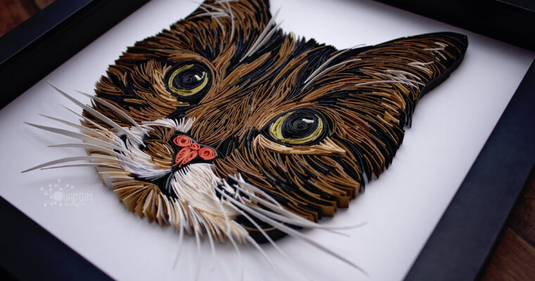 Quilled Tabby Cat Portrait: Winnie