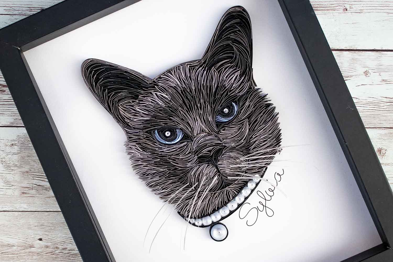 A Quilled Portrait of Sylvia the Siamese Cat
