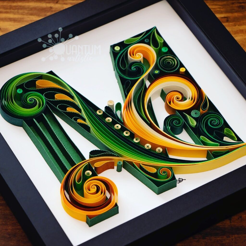 Green and Gold Quilled Monogram