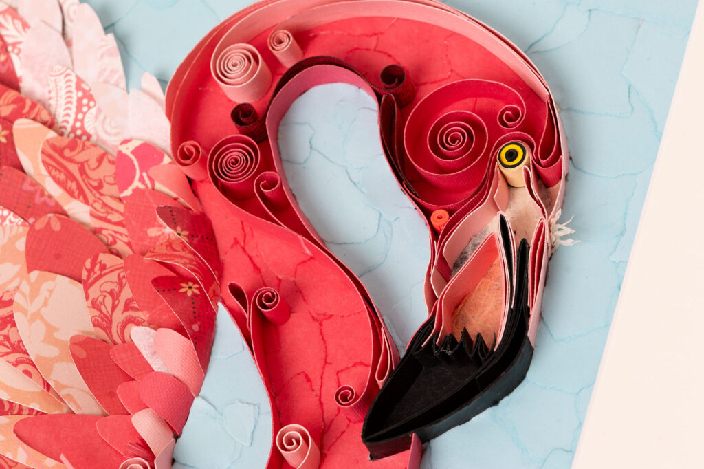 Hybrid Quilled Collaged Pink Flamingo